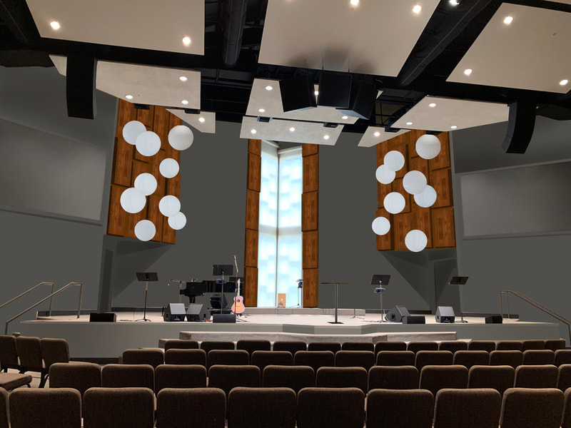 Spatial branding, immersive environmental graphics, interior design for a church.  Graphic designer with a background in architecture in Winter Garden, FL. 